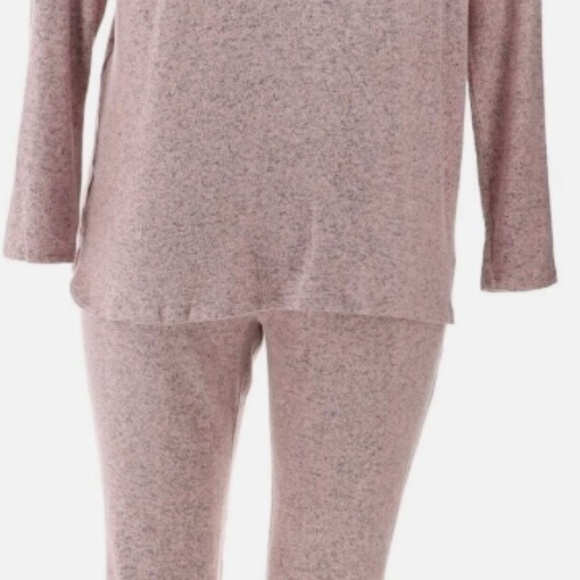 Nina Leonard Women’s Set Pullover V-Neck Top Tapered Bottom Space Dyed Blush XS - Picture 2 of 8